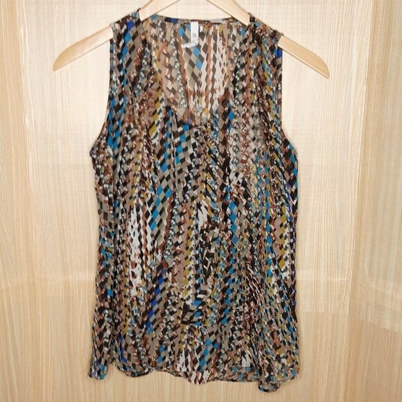 Ny collection Sheer Geometric Pattern blouse - Picture 1 of 8